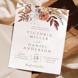 Papier Invitation de mariage florale bohème de saison aut