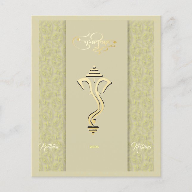 Papier Invitation de mariage hindou indien Ganesha budget (Devant)