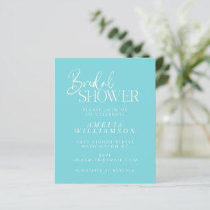 Papier Invitation de mariage minimal Aqua Script Budget