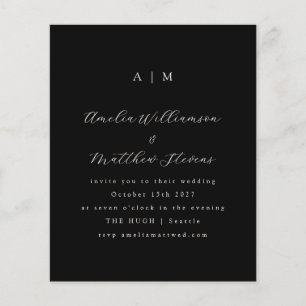 Papier Invitation de mariage minimaliste noir Monogramme 