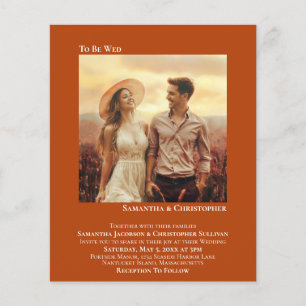 Papier Invitation de mariage minimaliste photo orange BUD