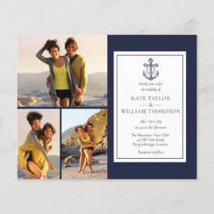 Papier Invitation de mariage nautique bleu marine Budget 