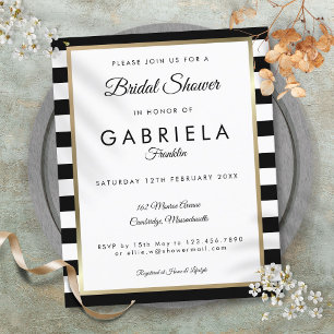Papier Invitation de mariage pas chère à rayures noires