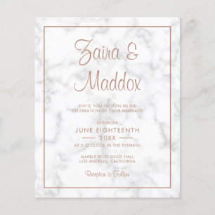 Papier Invitation de mariage pas chère avec marbre et or