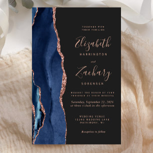 Papier Invitation de mariage pas chère en agate noire et 