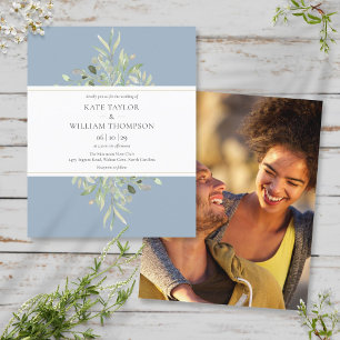 Papier Invitation de mariage photo Budget Greenery Dusty 