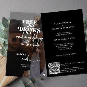 Papier Invitation de mariage photo QR RSVP décontractée b
