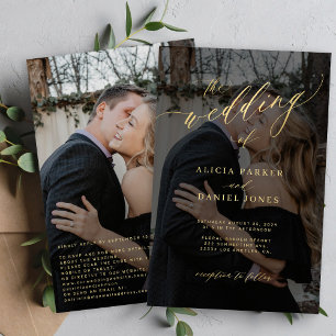 Papier Invitation de mariage photo QR script or budget