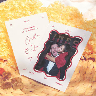 Papier Invitation de mariage photo rétro à cadre ondulé p