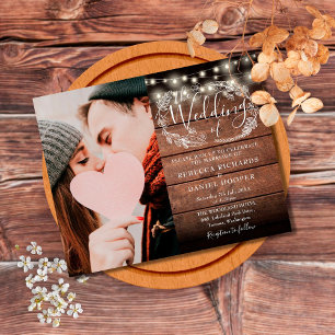 Papier Invitation de mariage photo rustique tout-en-un