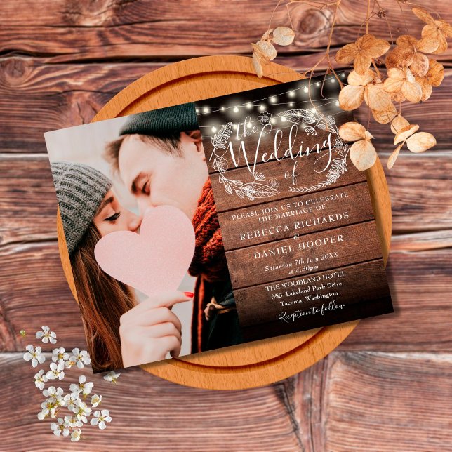 Papier Invitation de mariage photo rustique tout-en-un (Créateur téléchargé)