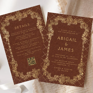 Papier Invitation de mariage pour le code QR Vintage de r