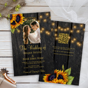 Papier Invitation de mariage QR budget rustique photo RSV