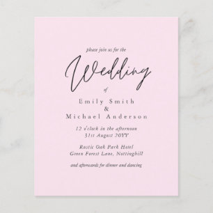 Papier Invitation de mariage rose couleur tendance BUDGET