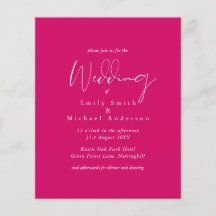 Invitation de mariage rose couleur tendance BUDGET