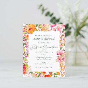 Papier Invitation de mariage rose orange floral pas cher
