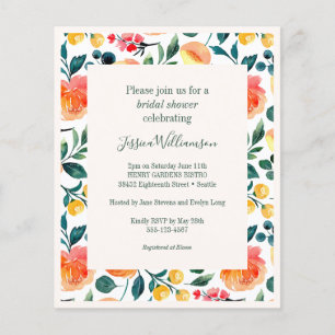 Papier Invitation de mariage rustique à budget Fleurs ora