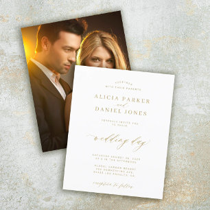 Papier Invitation de mariage script or budget photo