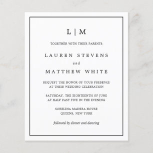 Papier Invitation de mariage simple, élégante et économiq