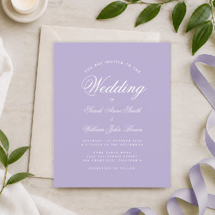 Papier Invitation de mariage simple et économique lavande