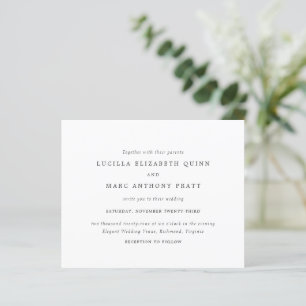 Papier Invitation de mariage simple et intemporel à petit