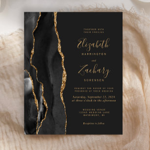 Papier Invitation de mariage sombre élégante Budget Black