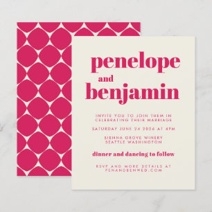 Papier Invitation de mariage tout-en-un rose chaud Super