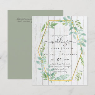 Papier Invitation de mariage vert budget
