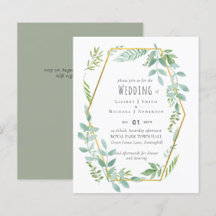 Papier Invitation de mariage vert budget