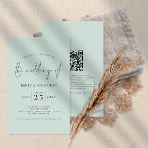 Papier Invitation de mariage vert de code QR de script bu