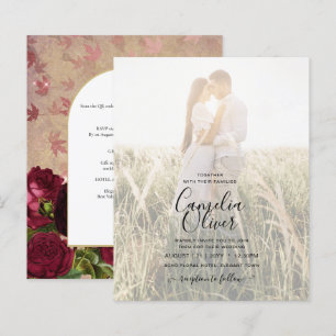 Papier Invitation de mariage Vintage de roses rouges bota