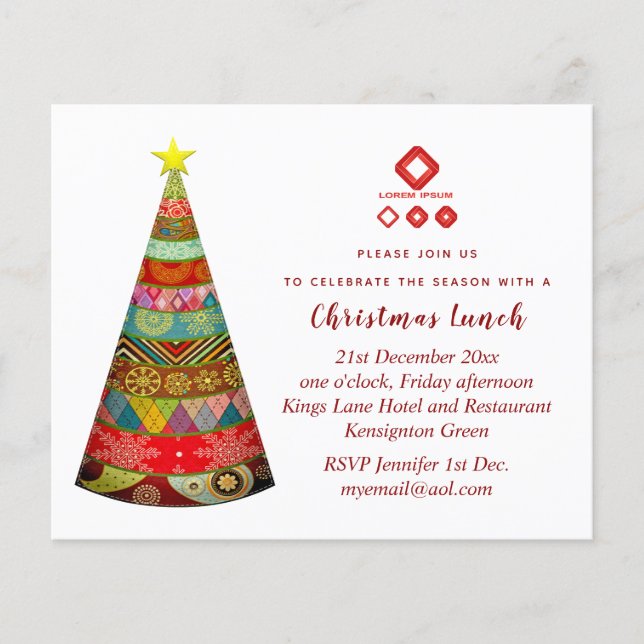 Papier Invitation de Noël d'entreprise (AJOUTER LOGO) Fol (Devant)