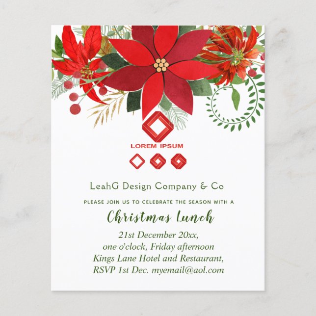 Papier Invitation de Noël d'entreprise (AJOUTER LOGO) Poi (Devant)