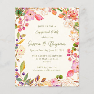 Papier Invitation de partie de fiançailles florale coloré