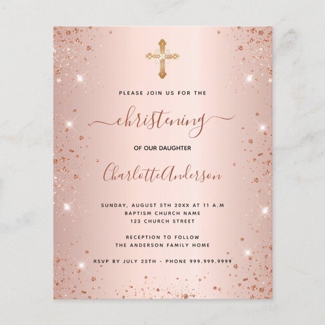 Papier Invitation de parties scintillant de rose de brous (Devant)