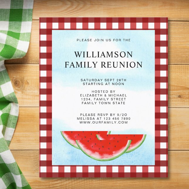Papier Invitation de pastèque Plaid de la famille Budget (Créateur téléchargé)
