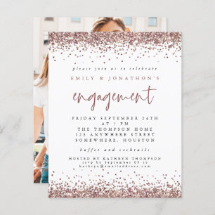 Papier Invitation de photo Rose de Parties scintillant d'