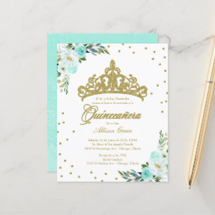 Papier Invitation de Quinceanera à budget Couronne espagn