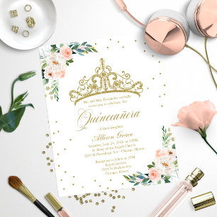 Papier Invitation de Quinceanera de budget bilingue Tiara