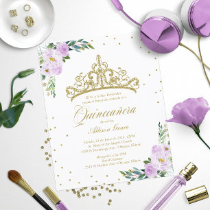 Papier Invitation de Quinceanera de luxe Couronne espagno