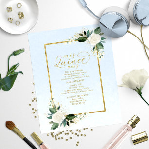 Papier Invitation de Quinceañera Économique Bleu Espagnol