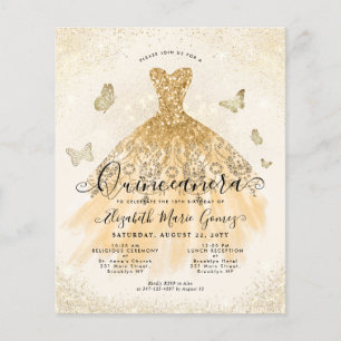 Papier Invitation de Quinceanera Robe de Luxe Classique e