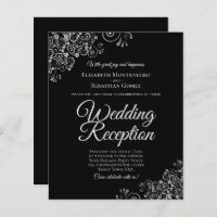 Invitation de réception de mariage noir et argent