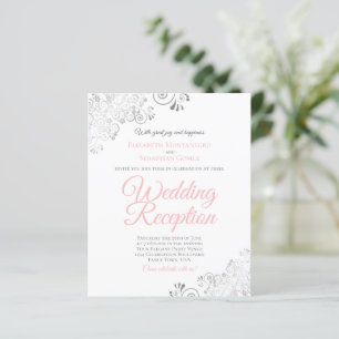 Papier Invitation de réception de mariage rose et blanc