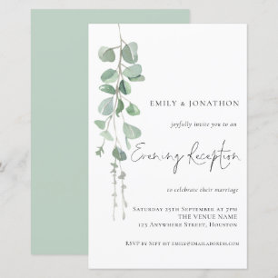 Papier Invitation de réception du soir Mariage Eucalyptus