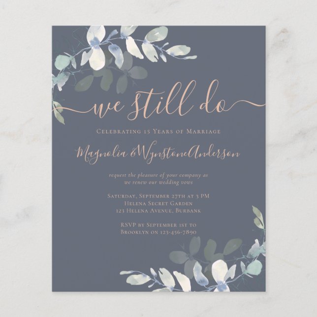 Papier Invitation de renouvellement Eucalyptus Vow Budget (Devant)