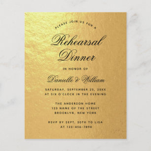 Papier Invitation de répétition de dîner à budget en feui