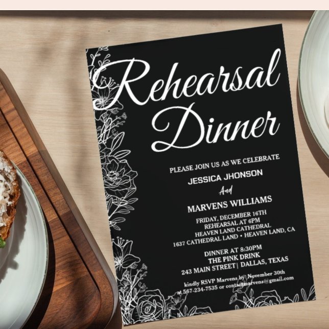 Papier Invitation de répétition de dîner romantique en ca (Créateur téléchargé)