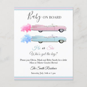 Papier Invitation de révélation du sexe du bébé Cadillac