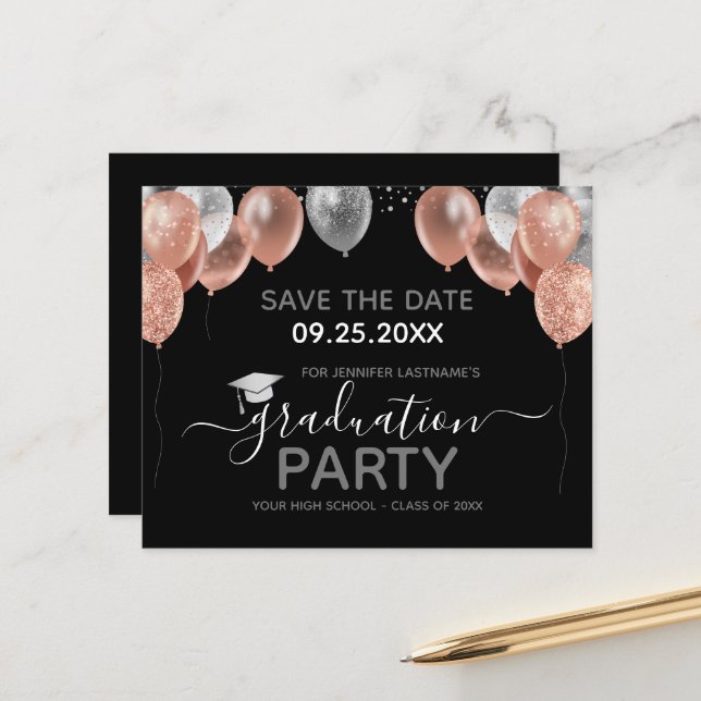 Papier Invitation de sauvegarde de la date de la fête de  (Devant/Arrière en situation)